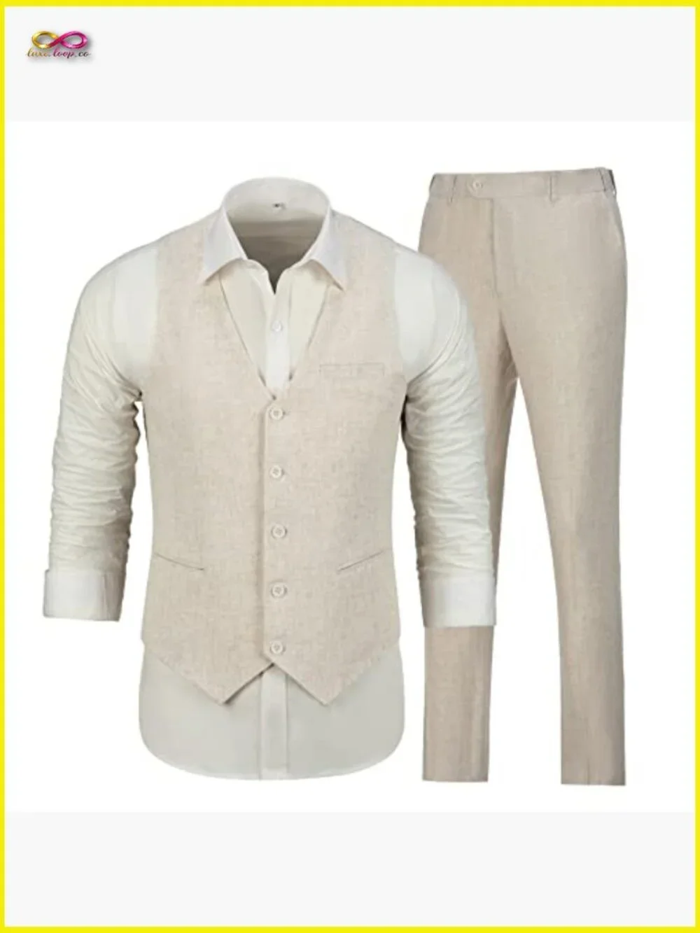 Linen Suit Slim Fit Casual Business Wedding Prom Summer Beach Elegant